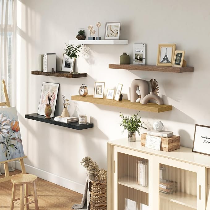 Dreamland 55 Inches Floating Shelves for Wall, 9.3" Deep Long Floating Shelves Set of 1, Large Display & Storage Shelf, Wall Shelf for Bathroom Bedroom Living Room Kitchen Office, Oak