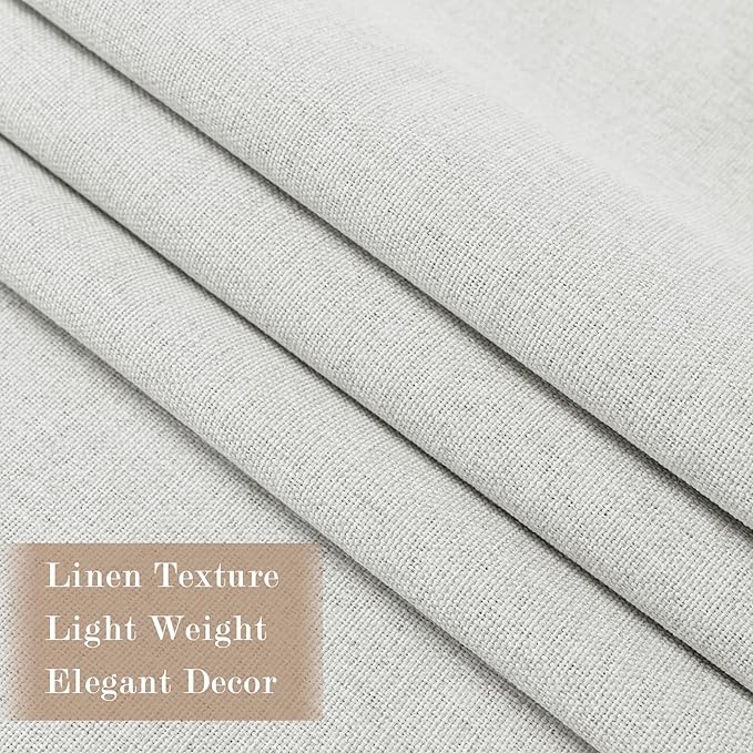 Extra Wide 100% Blackout Linen Textured Curtains - Room Dividers, W150 x L108 (1 Panel), Pinch Pleat Drapes for Living Room, Full Light Block Out Drapery for Sliding Door, Greyish White