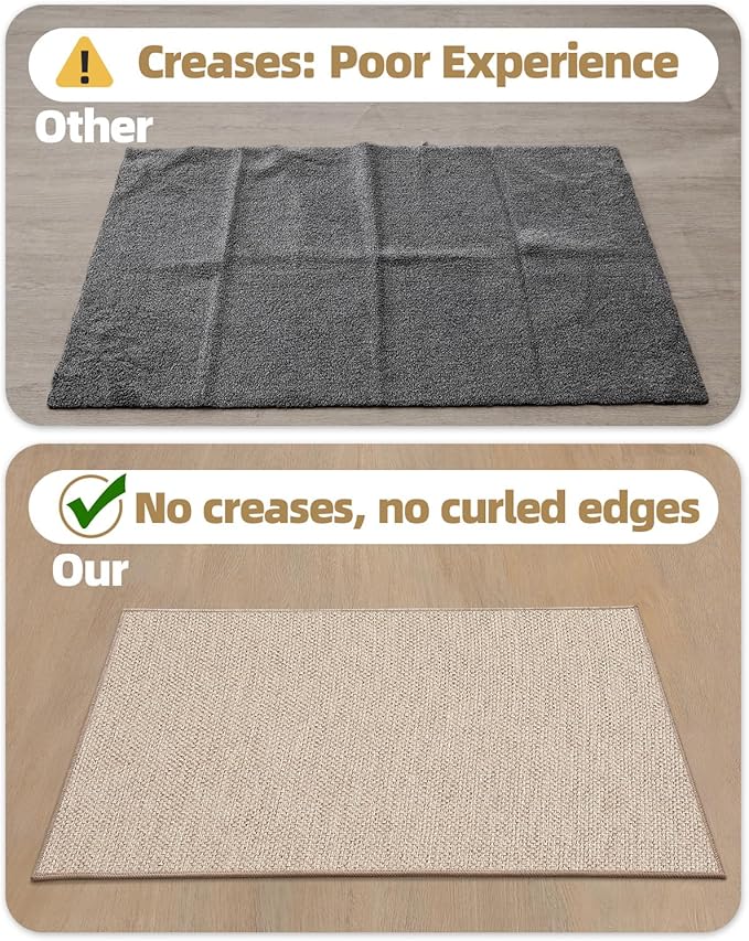Color&Geometry Front Door Mat Indoor 36"x56", Ultra Non Slip Rubber Backed Dirt Trapper, Low Profile Thin washable, Easy Clean Entry Entryway Rug Door Mat Indoor Entrance, Khaki (Rolled-up NO Creases)