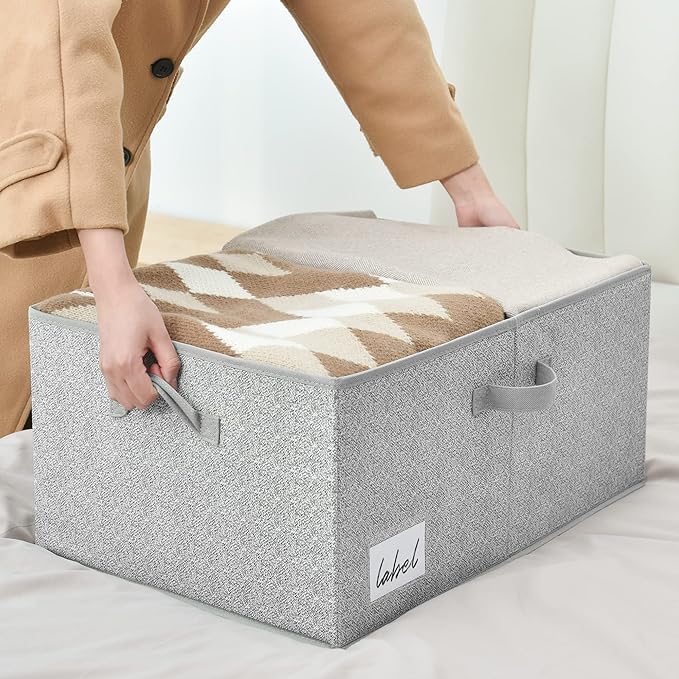 GRANNY SAYS Fabric Storage Bin with Lid, Decorative Storage Box, Extra Large Storage Baskets, Closet Organizer, Gray, 1-Pack