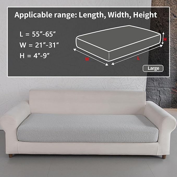 Couch Cushion Covers for Sectional Sofa, Stretch Soft Sofa Slipcovers Washable Wear-Resistant Universal Furniture Protector for Living Room(1 Piece Large Cover, Light Gray)