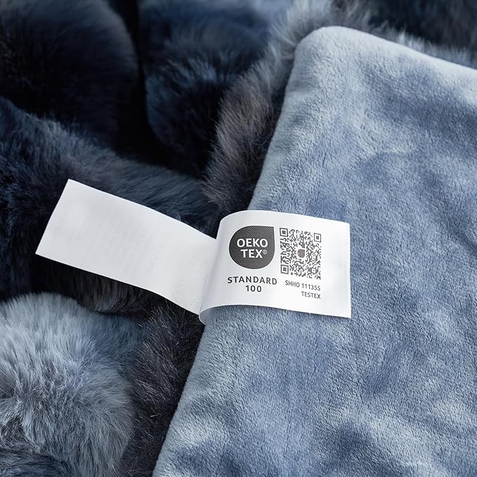 Cozy Bliss Faux Fur Throw Blanket for Couch, Fuzzy Soft Plush Thick Bubble Blanket for Sofa Bedroom Living Room, 50 * 60 Inches Tie-dye Blue