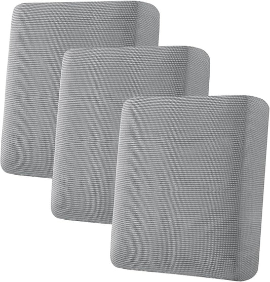 H.VERSAILTEX Super Stretch Individual Seat Cushion Covers - 3 Piece Sofa Cushion Covers in Dove, Thick Jacquard Textured Twill Fabric