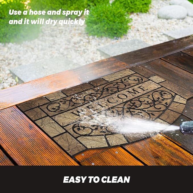 Durable Welcome Door Mats, 24"x36" Heavy-Duty Large Welcome Mat for Front Door with Non-Slip Rubber Backing, Door Mats for Outside Entry High Traffic Area（Leaves）