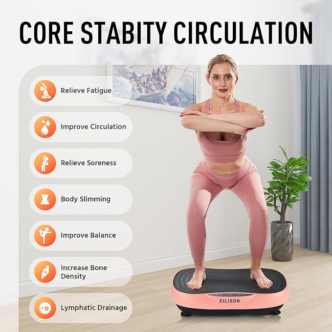 EILISON Glory Vibration Plate Exercise Machine - Whole Body Workout Vibration Fitness Platform Equipment for Home & Travel Workout, Weight Loss, Toning & Wellness