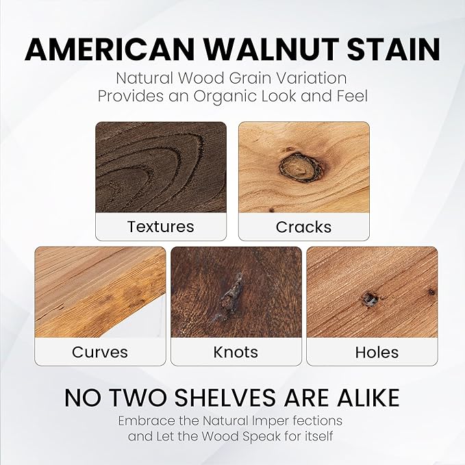 Floating Shelves for Wall, 32 Inch Floating Shelves Wall Mounted, Rustic Live Edge Elm Wood Floating Shelf for Home Decor, Heavy-Duty Storage Shelves for Books, Bathroom, Kitchen (Walnut, Set of 2)