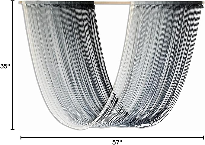 Flber Macrame Wall Hanging Large-Scale Dip-Dye Blue Bohemian Yarn Tapestry Home Room Wall Decor 57" Wx 35" L