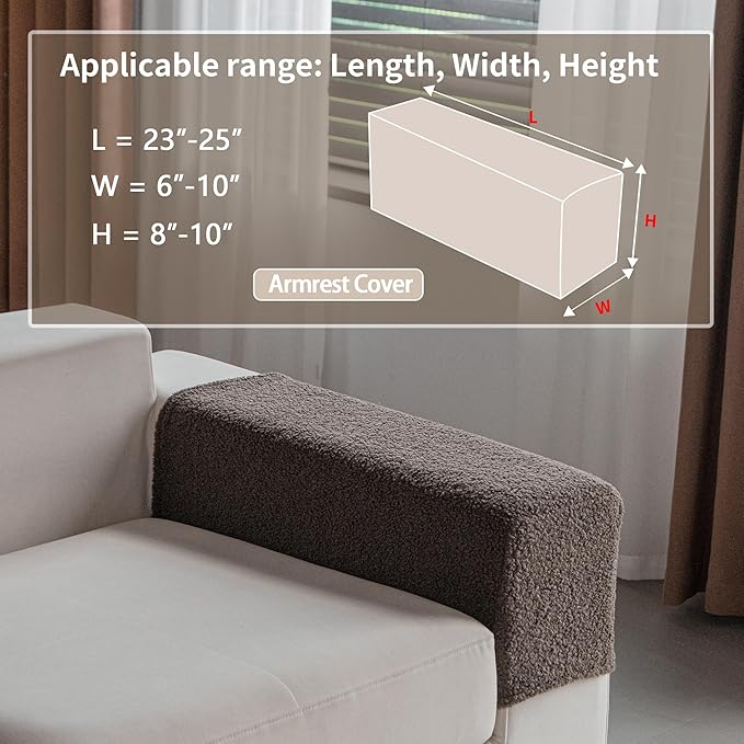 Couch Cushion Covers for Sectional Sofa, Stretch Soft Sofa Slipcovers Washable Wear-Resistant Universal Furniture Protector for Living Room(1 Piece Armrest Cover, Brown)