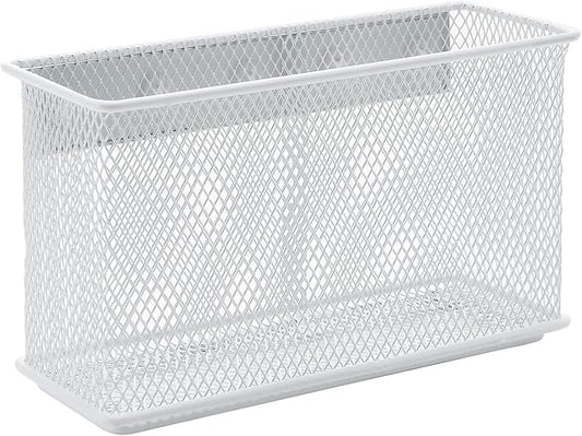 dedoot Magnetic Pencil Holder for refrigerator Storage Magnetic Basket Mesh White Strong Magnetic Pen Holder for Refrigerator,Whiteboard, Locker, Home and Office Organizer, 6.3x2.3x3.6inch