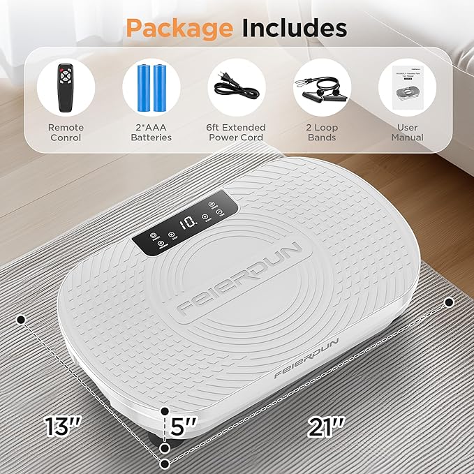 FEIERDUN Vibration Plate Exercise Machine, Vibration Plate for Lymphatic Drainage, Power Plate Vibration Platform for Weight Loss, Toning & Wellness