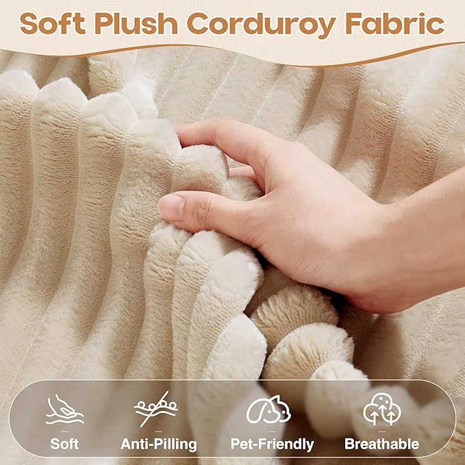 Cloud Sectional Couches for Living Room,G Shaped Modular Sofas No Assembly,135x133 Inches Plush Corduroy Oversized Floor Couch Set with Deep Seat Chaise,Beige