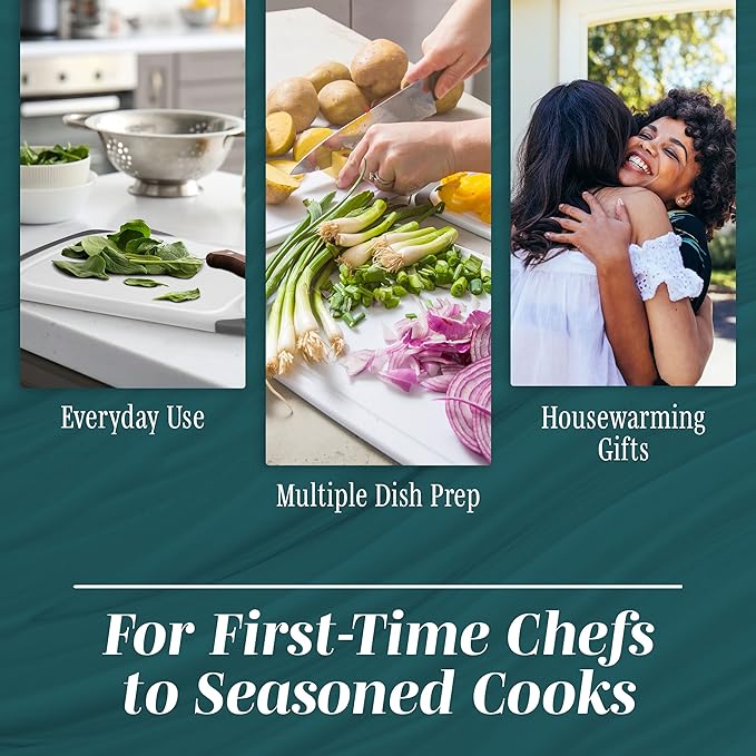 Cutting Boards for Kitchen - BPA-Free Chopping Board - Different Sizes & Non Slip Handles - Reversible, Large Cutting Board Set - Unique Gifts for Cooks Who Have Everything - 3-Pack Navy Blue