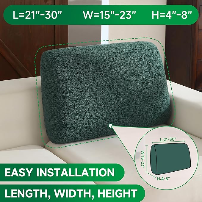 Couch Cushion Covers for Sectional Sofa, Stretch Soft Sofa Slipcovers Washable Wear-Resistant Universal Furniture Protector for Living Room(1 Piece Back Couch Cover, Green)