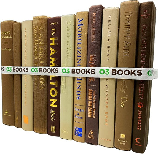 Curated Decorative Books Hardcover Décor Books for Home Décor, Choose Color, Interior Design, Office, Wedding Display, Instant Library, or Staging (One Foot, Brown)