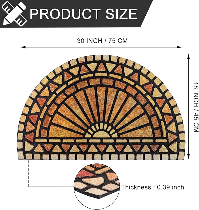 CHICHIC Welcome Door Mat 18 x 30 Inch Front Doormat Outdoors for Home Entrance Outdoors Mat for Outside Entry Way Doormat Entry Rugs, Heavy Duty Non Slip Rubber Back Low Profile, Semicircle