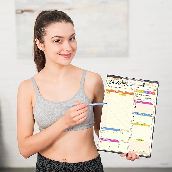 Daily planner notepad - Undated Daily Planner 52 Sheets 8.5" X 11" Daily for To-Do Lists, Habit Tracking, Academic Scheduling, and Productivity Goals - Perfect for Work, Home, and Office Organization| Rainbows