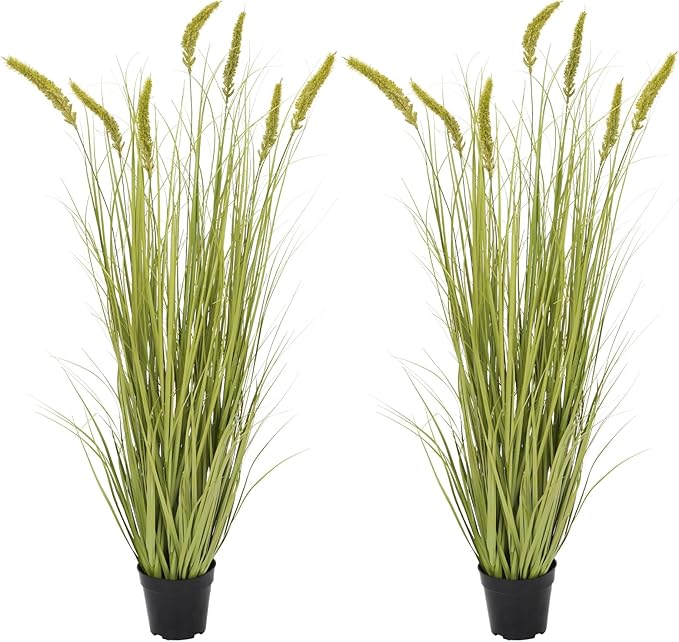 Green Onions Fake Plants,Artificial Plants Indoor, Fake Grass Decor Green Plant Fake Outdoor Flowers Fake Succulents,Artificial Tall Grass Plants with Pots House Decorative(47" 2 Pack)