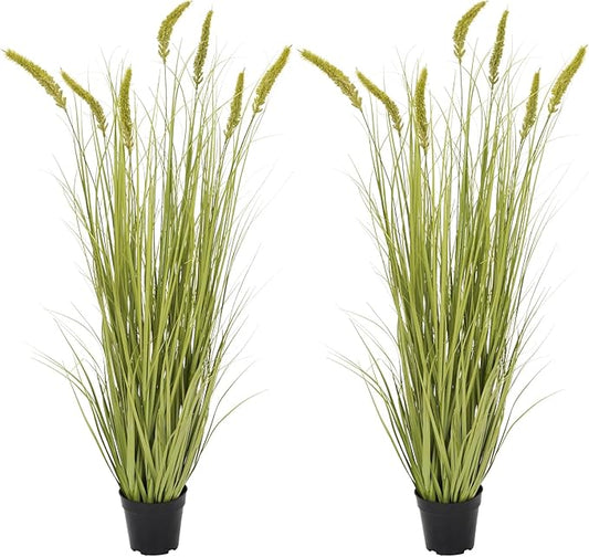 Green Onions Fake Plants,Artificial Plants Indoor, Fake Grass Decor Green Plant Fake Outdoor Flowers Fake Succulents,Artificial Tall Grass Plants with Pots House Decorative(47" 2 Pack)
