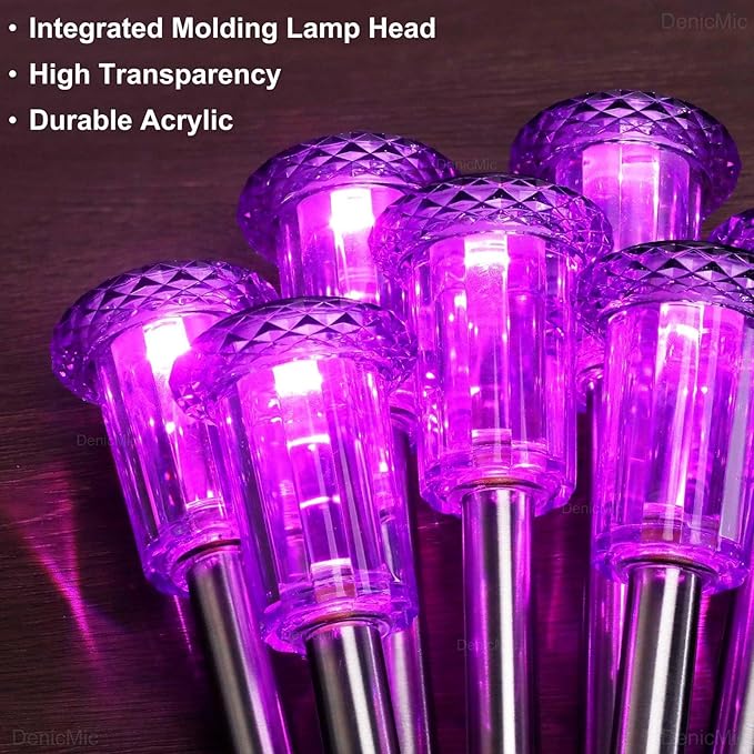 DenicMic Halloween Solar Lights Outdoor 15 Pack Purple LED Waterproof Yard Garden Patio Backyard Pathway Walkway Landscape Lawn Outside Halloween Decorations Outdoor