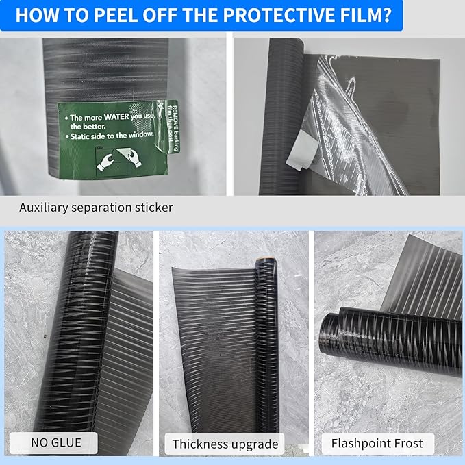 Frosted Glass Window Privacy Film Decorative, Bathroom Privacy Film for Glass Windows Cover, Static Cling, Removable, Reusable, Anti-UV, Anti-Glare, Heat Blocking,Changhong, 23.6X196.9Inch