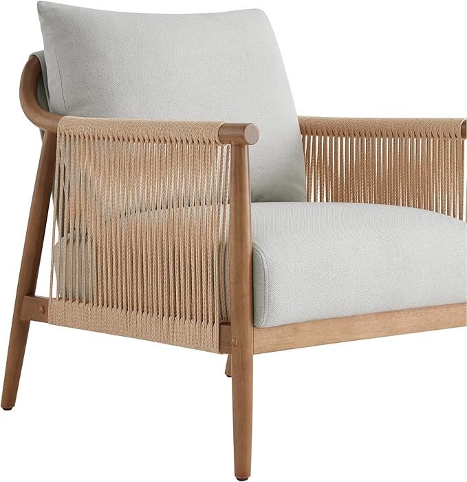 CHITA Braid Armchair Set of 2, Modern Accent Chair for Living Room, Light Grey