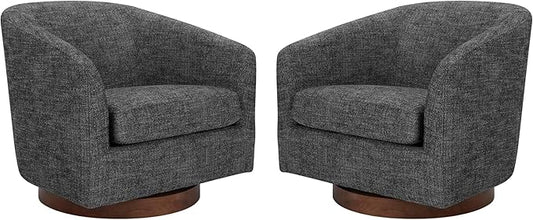 CHITA Swivel Accent Chair, FSC Certified Upholstered Fabric Barrel Chair for Living Room Set of 2, Fully Assembled, Dark Grey