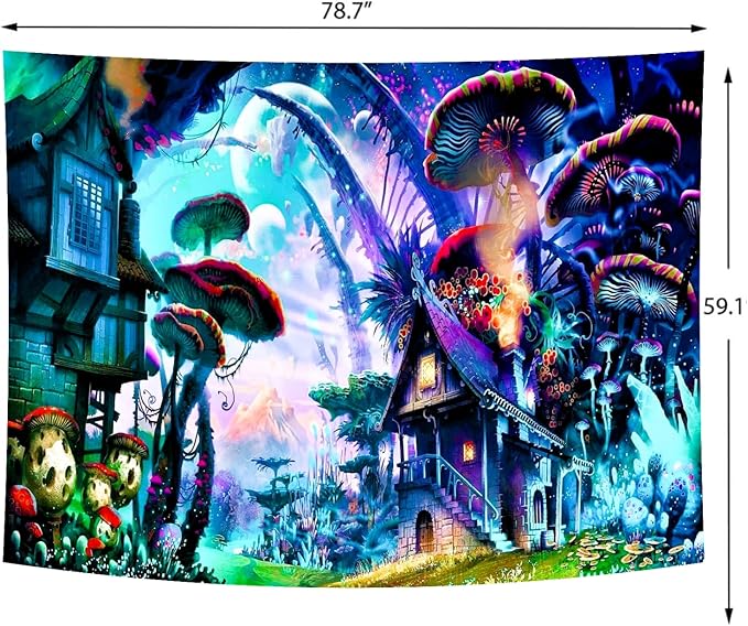 Delur Fantasy Forest Tapestry Enchanted Forest Mystical Magical Tree Tapestry Psychedelic Abstract Nature Landscape Wall Hanging Headboard for Bedroom Living Room Home Decor (59.1" x 78.7")