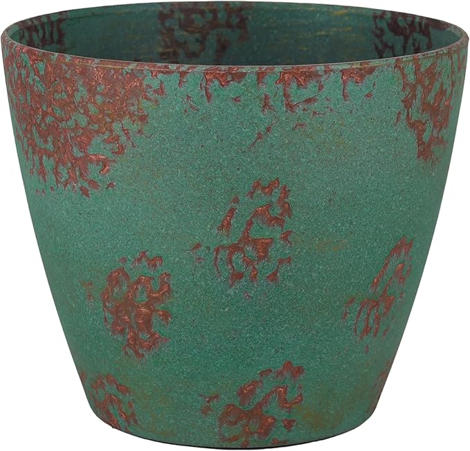 Classic Home and Garden Vogue Planter Pots w/Pottery Quality Finish - Modern Indoor & Outdoor Flower Pots - UV-Resistant Porch Planters - Decorative Pot for Flowers & Herbs (8” Patina Copper)