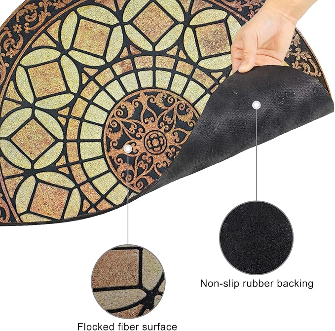 CHICHIC Entrance Door Mat Large 24 x 36 Inch Entry Way Doormat Front Door Rugs Outdoors Heavy Duty Welcome Mat Non Slip Rubber Back Low Profile for Garage, Patio, High Traffic Area, Semicircle