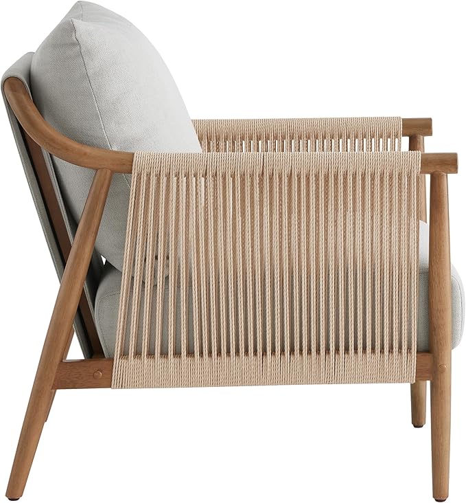 CHITA Braid Armchair Set of 2, Modern Accent Chair for Living Room, Light Grey