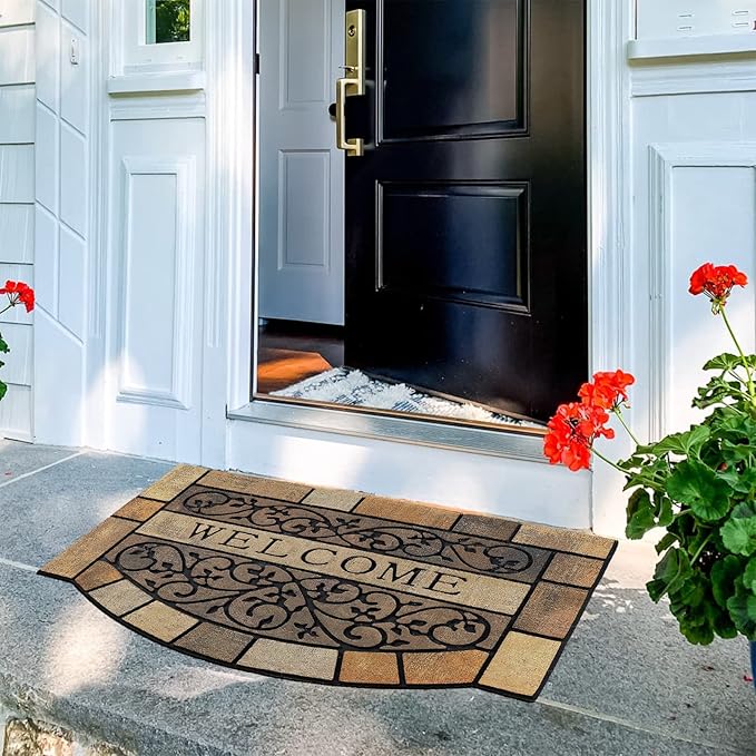 CHICHIC Entrance Door Mat Large 24 x 36 Inch Entry Way Doormat Front Door Rugs Outdoors Heavy Duty Welcome Mat, Non Slip Rubber Back Low Profile for Garage, Patio, High Traffic Area, Vine