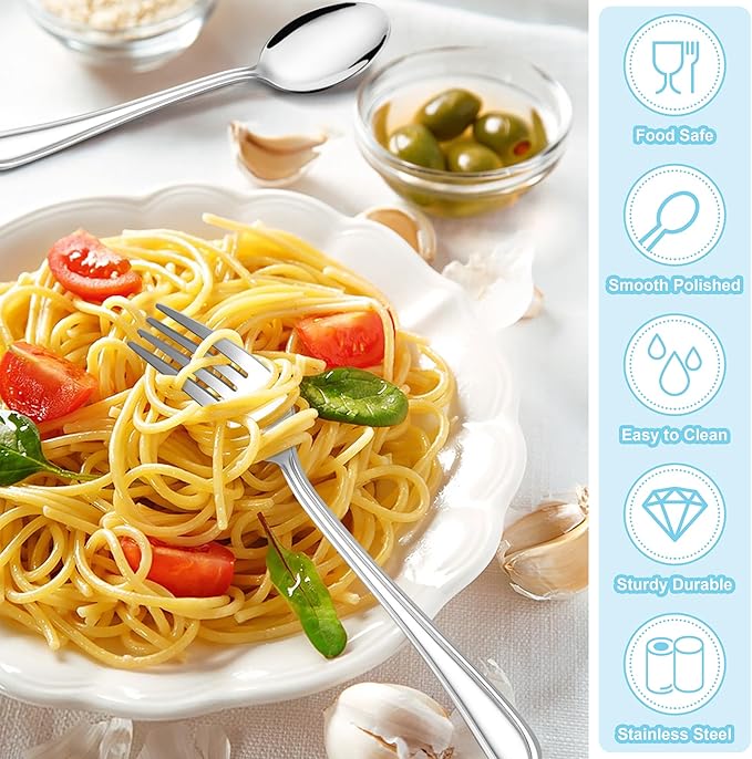 E-far 10-Piece Toddler Utensils, Kid Stainless Steel Silverware Set, Children Safe Forks and Spoons Set for Self Feeding, Healthy & Non-Toxic, Mirror Polished & Easy to Clean