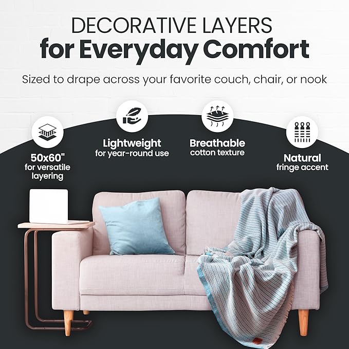 Gold Case Throw Blanket for Couch – 100% Recycled Turkish Cotton Blankets & Throws – Elegant Decorative Throw Blankets for Living Room Sofa – Woven Throws for Couch – Retro Pink – 50x60