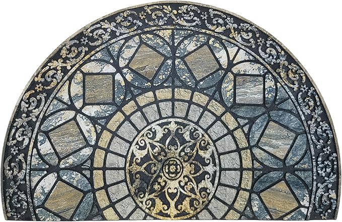 CHICHIC Entrance Door Mat Large 18 x 30 Inch Entry Way Doormat Front Door Rugs Outdoors Heavy Duty Welcome Mat Non Slip Rubber Back Low Profile for Garage, Patio, High Traffic Area, Blue