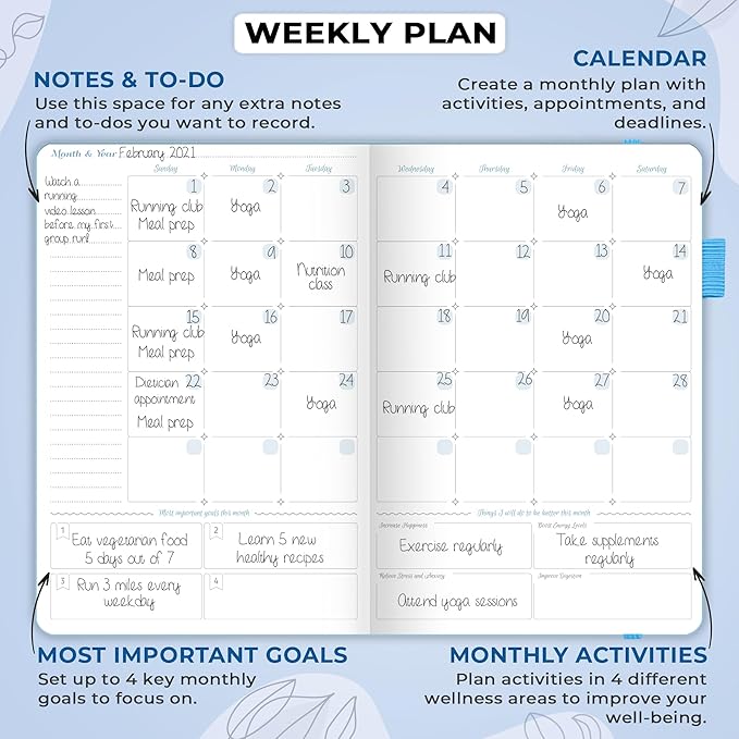 GoGirl Food Journal & Wellness Planner –– Diet & Fitness Diary – Nutrition Journal with Meal, Exercise & Weigh Loss Tracker, A5 (Periwinkle)