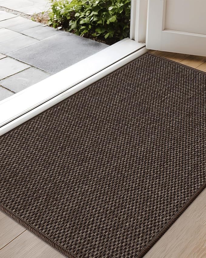 Color&Geometry Front Door Mat Indoor 24"x40", Rugs for Entryway, Non Slip Washable Low-Profile Inside, Entry Mat Entry Rug Door Mat Indoor Entrance, Brown (Rolled-up NO Creases)