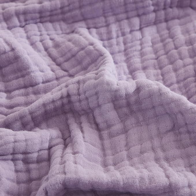 EMME Cotton Throw Blanket for Couch Soft Airy Muslin Bed Blankets Lightweight Breathable Blanket All Season Gauze Blanket, Lavender
