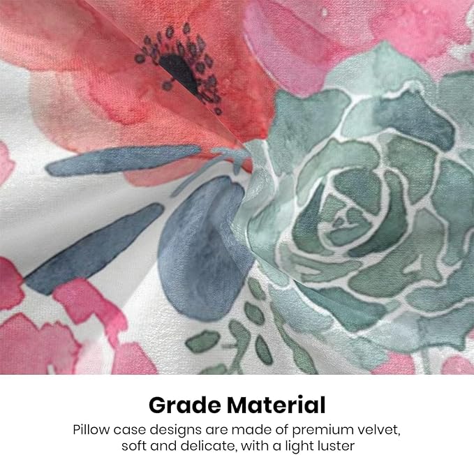 CXMEIFLY Spring Floral Pillow Covers 18 x 18 Inch Set of 2 for Watercolor Pink Flowers Decor Throw Pillows Green Leaves Plant Outdoor Decorative Cushion Cases with Zipper for Couch Bed Decorations