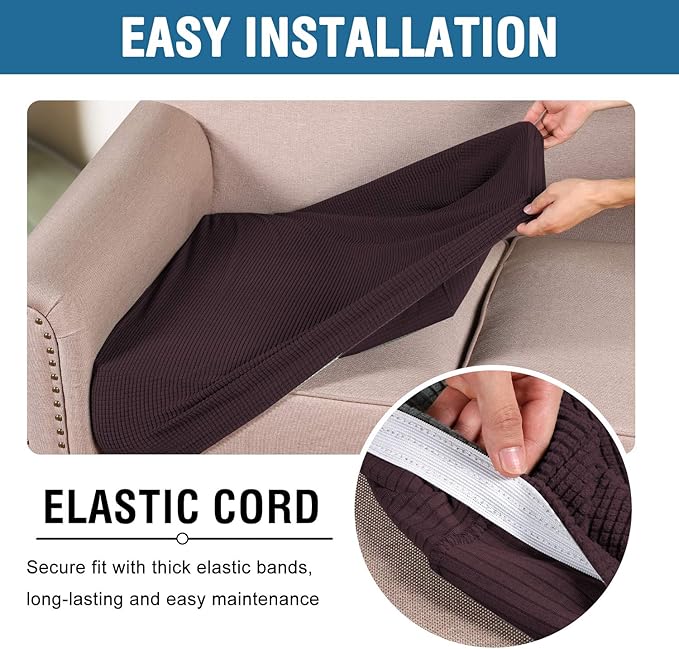 H.VERSAILTEX Super Stretch Stylish Cushions Covers/Furniture Cover Spandex Jacquard Small Checked Pattern Super Soft Slipcover Washable Individual