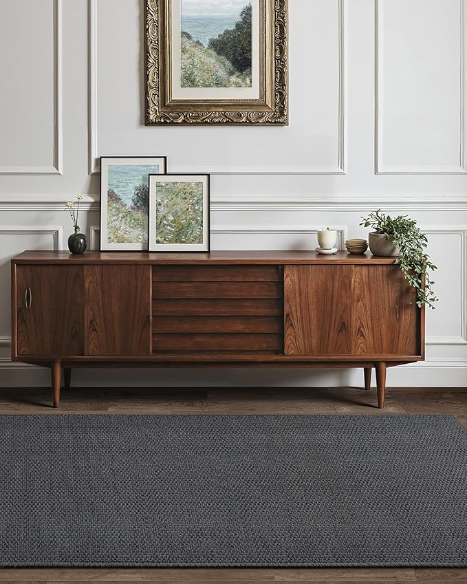 Color&Geometry Door Mat 2'4"x12' Runner Rug with Rubber Backing, Non Slip Washable Hallway Kitchen, Carpet Runners for Hallway Living Room Bedroom, Grey (Rolled-up NO Creases)