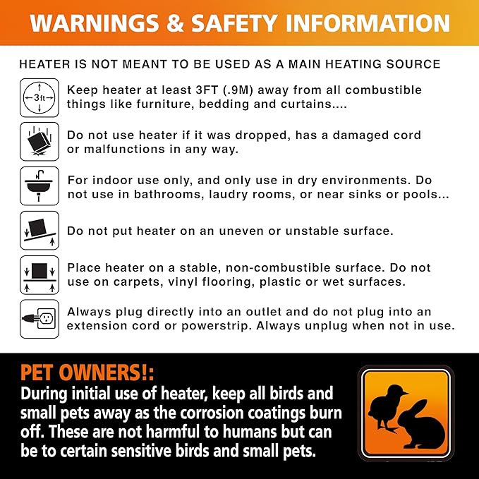 Comfort Zone Space Heaters for Indoor Use, Portable Heater, Fast Heating, Electric Heater, Thermostat, Retro Design, Bedroom Heater with Overheat Protection, Safety Tip-Over Switch 1,500W, Black