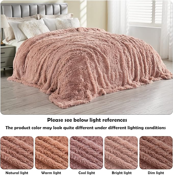 GONAAP Fuzzy Faux Fur Throw Blanket Pink Super Soft Cozy Plush Fuzzy Shaggy Blanket for Couch Sofa Bed (Pink, Throw(40"x50"))
