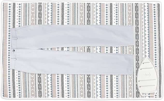 Encasa XO Ironing Mat/Pad (Large 48"x28") with 3mm Padding & Silicone Iron Rest for Steam Pressing on Tabletop or Bed - Heat Resistant, Portable, Quilting & Travel Blanket - Aztec