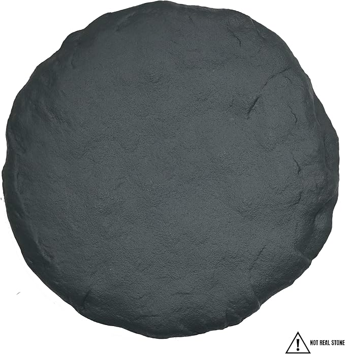 Ei Circular 15.5” Stepping Stones with Ground Stakes - Home or Garden Step Stones for Outdoor Walkway or Pathway Pavers - Resin Material (4, Slate Grey)