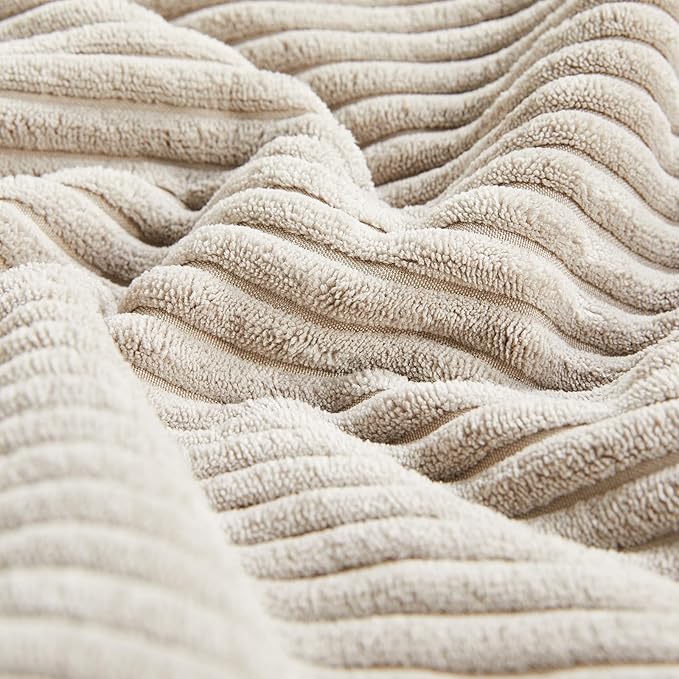 Fancy Homi 2 Packs Neutral Taupe Decorative Throw Pillow Covers 22x22 Inch for Living Room Couch Bed Sofa, Rustic Farmhouse Boho Home Decor, Soft Corss Corduroy Patchwork Accent Cushion Case 55x55 cm