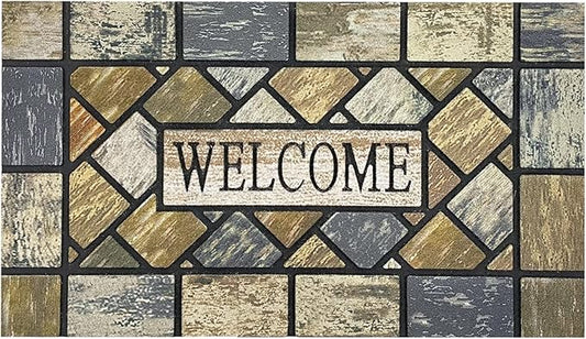 CHICHIC 18 x 30 Inch Square Welcome Door Mat Front Doormat Outdoors for Home Entrance Outdoors Mat for Outside Entry Way Doormat Entry Rugs, Heavy Duty Non Slip Rubber Back Low Profile