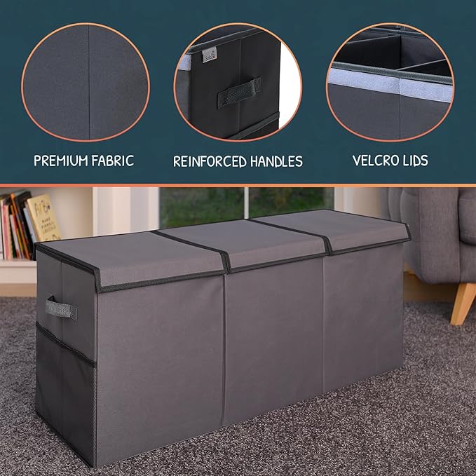 Extra Large Toy Storage Organizer with Lid - Sturdy, Collapsible Toy Chest Storage Box Design - Toys Bin with Dividers for Kids, Nursery, Bedroom, Playroom 37"x16"x14"