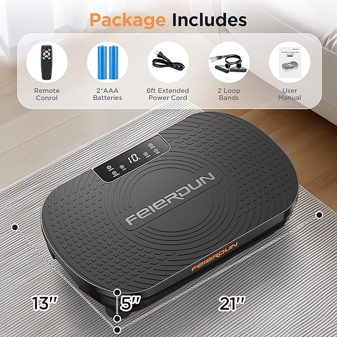 FEIERDUN Vibration Plate Exercise Machine, Vibration Plate for Lymphatic Drainage, Power Plate Vibration Platform for Weight Loss, Toning & Wellness