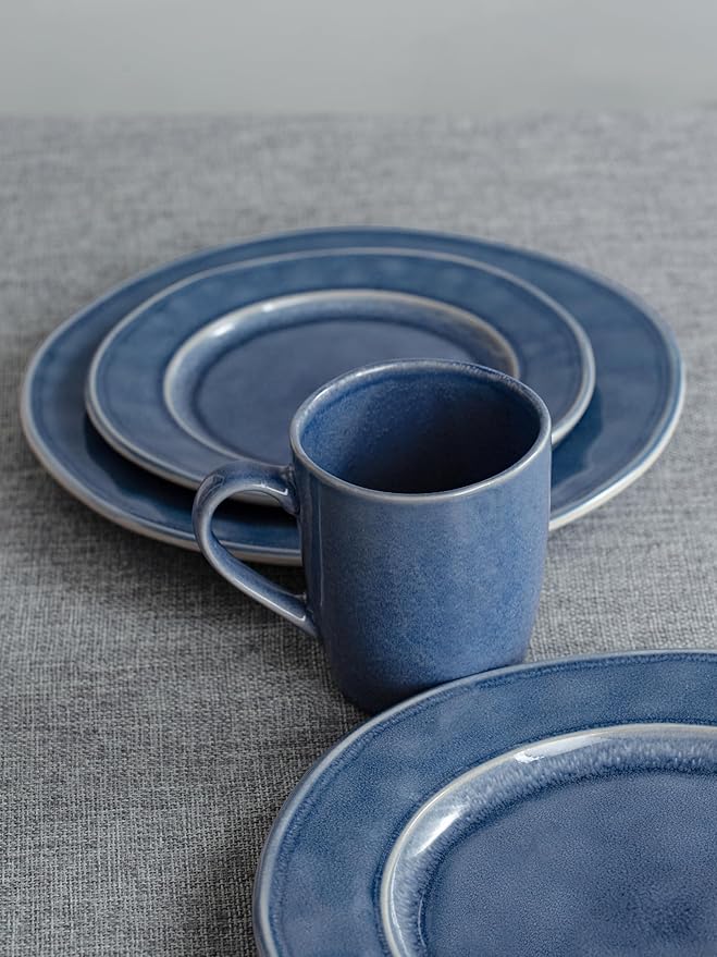 famiware Aurora Coffee Mugs, 14oz Mug Set of 4, Stoneware Mug, Cups for Kitchen, Cappuccino, Latte, Reactive Glaze, Microwave Safe, Scractch-resistant, Lagoon Blue