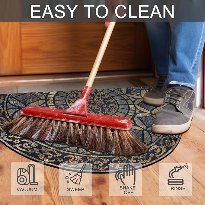 CHICHIC Entrance Door Mat Large 18 x 30 Inch Entry Way Doormat Front Door Rugs Outdoors Heavy Duty Welcome Mat Non Slip Rubber Back Low Profile for Garage, Patio, High Traffic Area, Grey